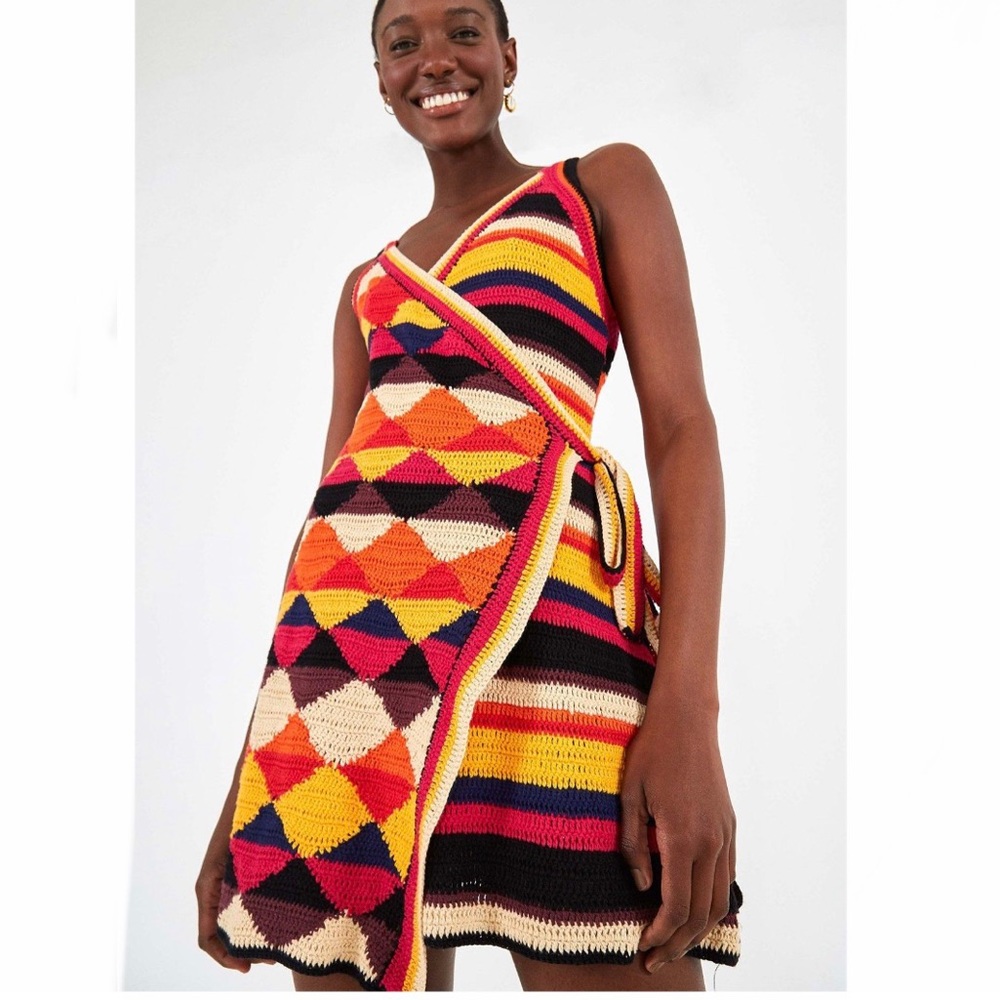 Farm Rio Kint Crochet Wrap Dress Size XS